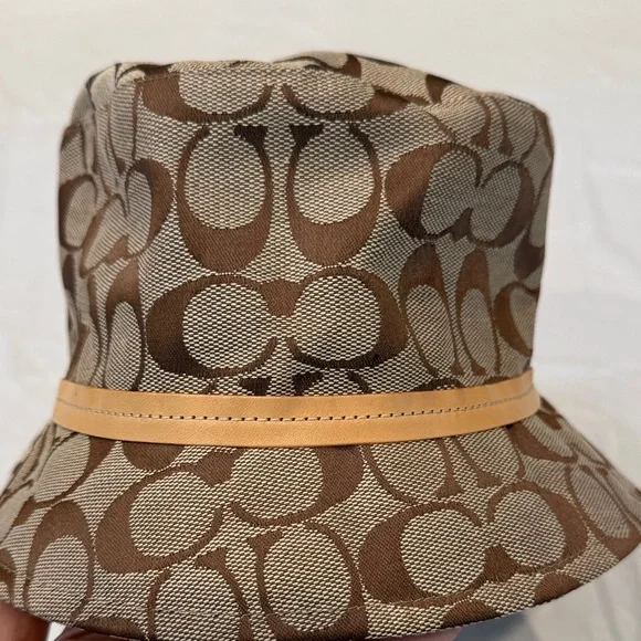 Authentic Coach Tan and Brown Signature Bucket Hat - Picture 3 of 8